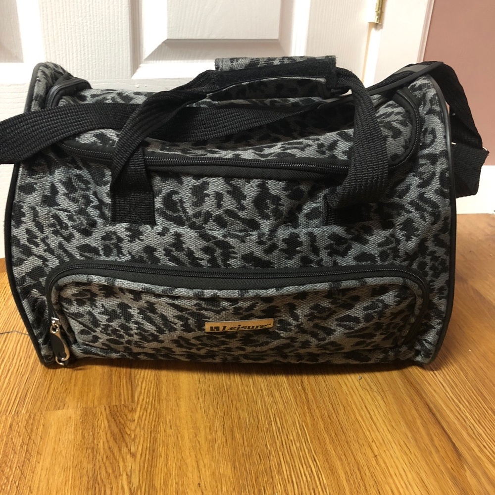 Gray cheetah print small tote bag